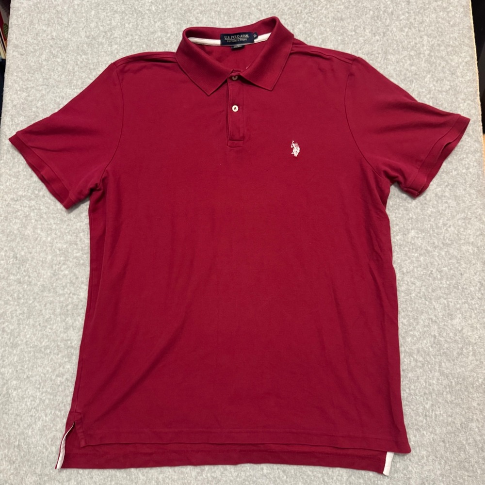 US Polo Assn Ultimate Pique Polo Shirt Mens XL Burgundy Red Short Sleeve Logo